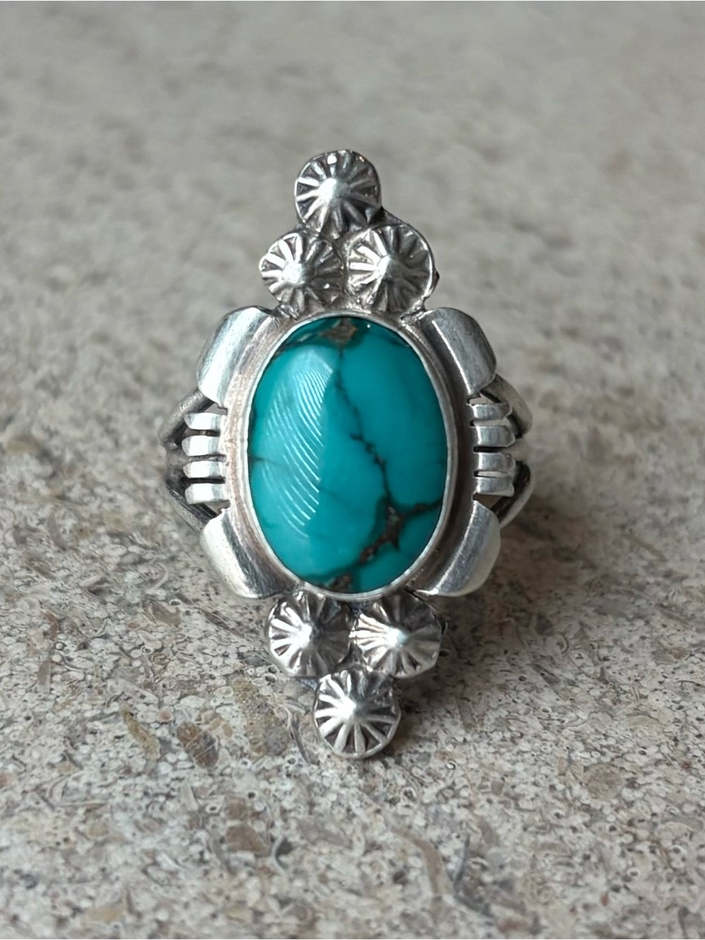 Native American Mane B Turquoise and Sterling Silver Ring